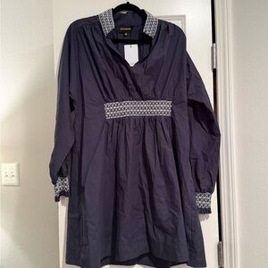 Sugar lips Preppy Dark Blue Tunic with Patterned Accents